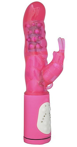 Розовый вибратор с клиторальным стимулятором Seven Creations CLASSIC RABBIT 90303501TPK5-WX (16 см)