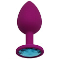 Пурпурная анальная пробка с голубым кристаллом Eroticon P3409-03 (8,4 см)