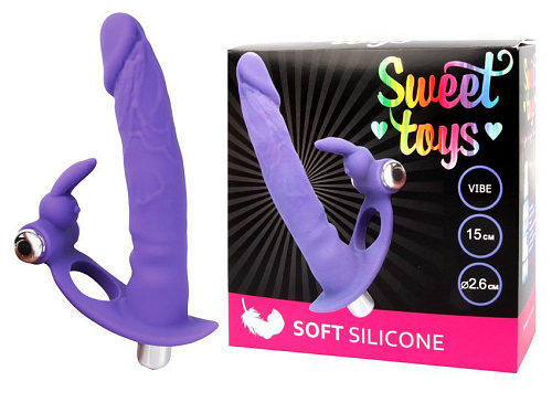 Фиолетовая вибронасадка для двойного проникновения Bior toys ST-40172-5 (15 см)