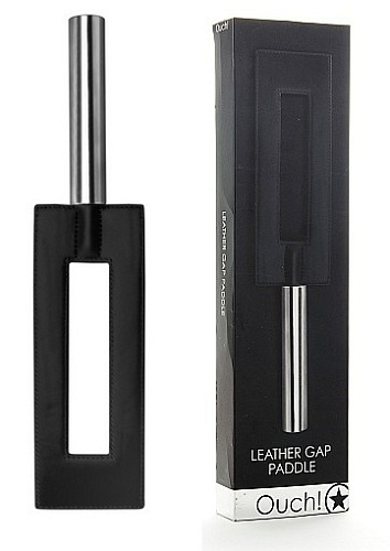 Чёрная шлёпалка Shots Media BV Leather Gap Paddle OU018BLK (35 см)