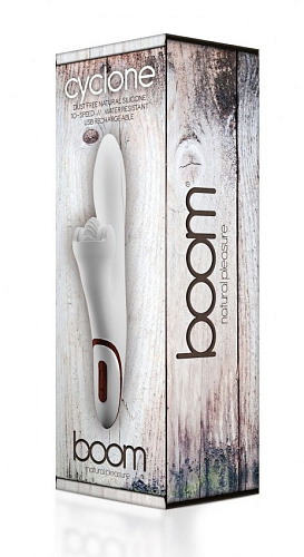 Белый вибратор с клиторальным стимулятором-колёсиком Shots Media BV BOOM Cyclone BOOM013WHT (23 см)