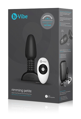 Чёрная анальная пробка с римминг-эффектом b-Vibe RIMMING PETITE BV-006-BLK (12,4 см)