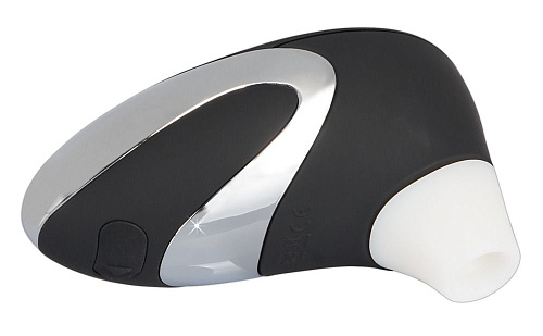 Серебристо-чёрный бесконтактный стимулятор с хромированной вставкой Womanizer W500 Black Chrome 0586757