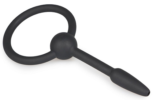 Чёрный уретральный расширитель EDC Wholesale Small Silicone Penis Plug With Pull Ring SIN095