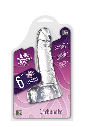 Прозрачный фаллоимитатор из желейного материала Dream Toys JELLY JOY CARBONATE CLEAR 310074 (15,2 см)