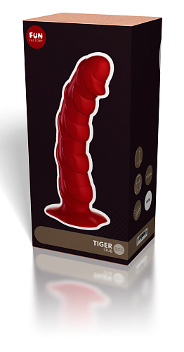 Красный рельефный фаллоимитатор Fun Factory Tiger 24103 (22 см)