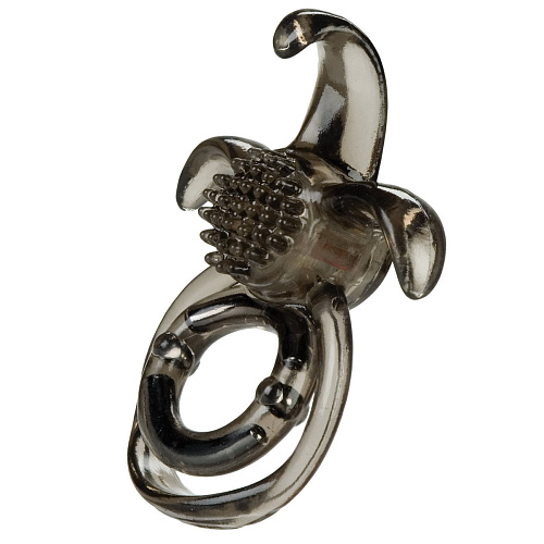 Дымчатая вибронасадка с клиторальным стимулятором California Exotic Novelties Vibrating Support Plus Intant Activation Dual SE-1467-30-3