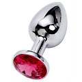 Серебристая анальная пробка с красным стразом Eroticon P3134M-11 (7 см)