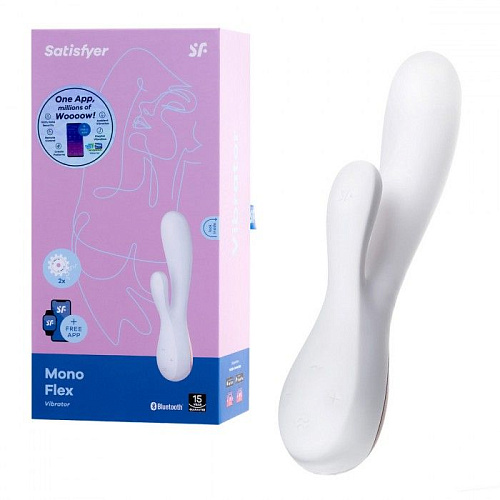 Белый вибратор-кролик с управлением через приложение Satisfyer Mono Flex J2018-87-2 (20,4 см)