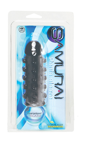 Дымчатая стимулирующая насадка с закрытой головкой NMC SAMURAIPENIS SLEEVE BLACK 170121 (14,5 см)