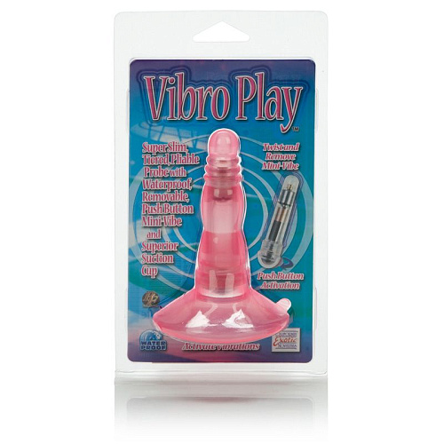 Розовая анальная вибровтулка на присоске California Exotic Novelties Vibro Play Probes SE-0390-04-2 (11 см)