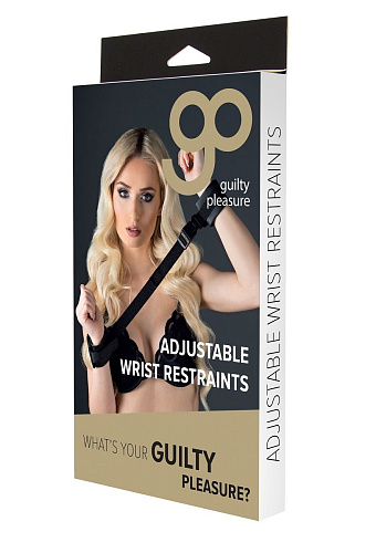 Чёрные полиуретановые манжеты на запястья с нейлоновым ремешком Blush Novelties Adjustable Wrist Restraints 520036