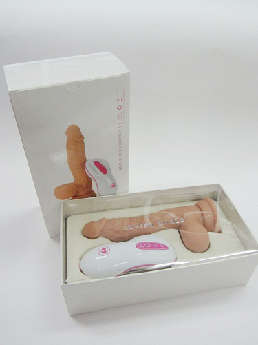 Вибромассажёр-ротатор 2в1 телесного цвета на присоске с пультом-массажером эрогенных зон Loving World CT13006 (20 см)