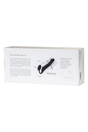 Чёрный безремневой страпон Strap-on-me Silicone Bendable Strap-On L 6012857
