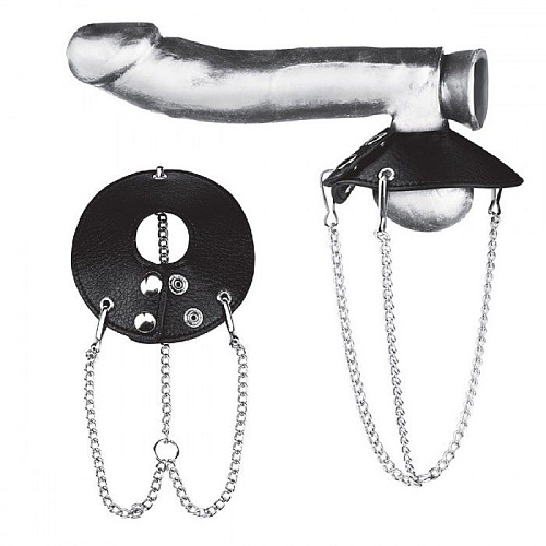 Чёрная утяжка-парашют на мошонку BlueLine 3.5 Parachute Ball Stretcher BLM3049