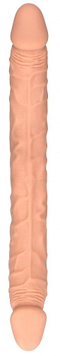 Телесный двусторонний фаллоимитатор длиной Shots Media BV Double Dong REA070FLE (48,1 см)