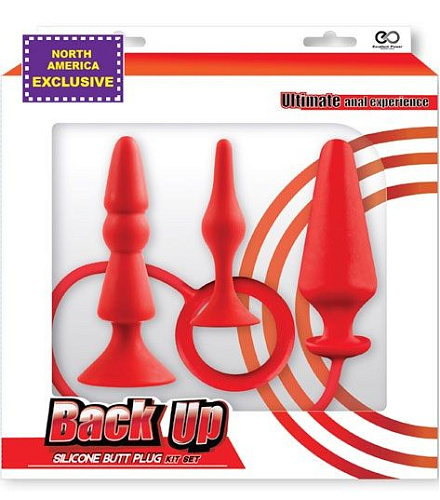 Набор из 3 красных анальных втулок NMC BACK UP SILICONE ANAL KIT 140057