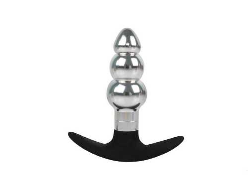 Анальная втулка серебристо-чёрного цвета Bior toys IL-28010-SLV (9,6 см)