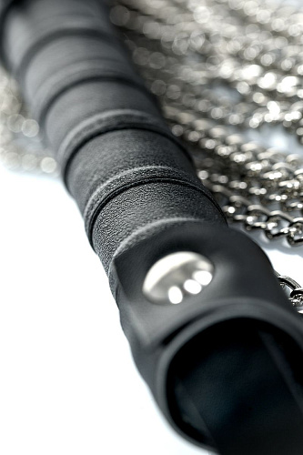 Серебристый флоггер из цепочек с чёрной ручкой ToyFa Theatre 700038 (53,5 см)