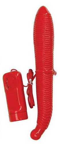 Двусторонний многоскоростной вибратор красного цвета с выносным пультом Dream Toys 20223 (30 см)