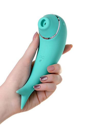 Бирюзовый вакуум-волновой стимулятор клитора с вибрацией ToyFa Dolphin 119002