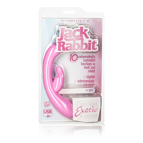Перезаряжаемый вибратор розового цвета California Exotic Novelties Rechargeable G Jack Rabbit SE-0611-80-2 (16,5 см)