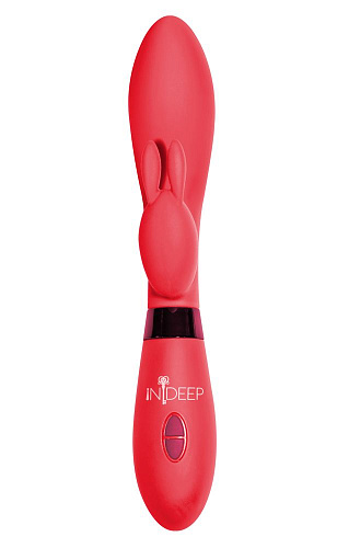 Красный вибратор с клиторальным зайчиком Indeep Yonce 7702-01indeep (20,5 см)