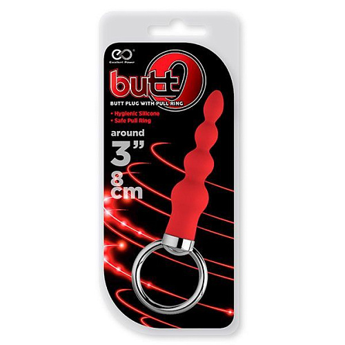 Красная анальная цепочка с колечком NMC BUTT O 3INCH BUTT PLUG 111804