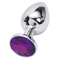 Серебристая анальная пробка из металла с фиолетовым стразом Eroticon P3134M-04 (7 см)
