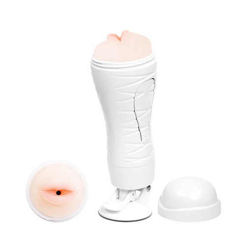 Мастурбатор-ротик Flora White с 12 режимами вибрации и присоской Baile BM-00900T48Z-2