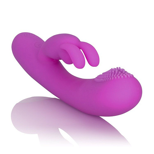 Фиолетовый вибромассажёр с щёточкой на головке California Exotic Novelties Embrace Massaging Rabbit SE-4609-25-3
