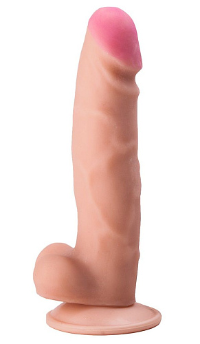 Телесный фаллоимитатор на присоске с выраженным рельефом LOVETOY (А-Полимер) 814600 (17,5 см)