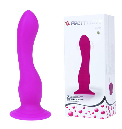 Фиолетовый анально-вагинальный вибромассажёр на присоске Baile BI-014187 (17,5 см)
