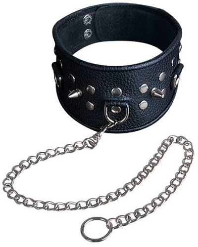 Чёрный ошейник из кожи Sitabella 3118-1