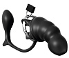 Чёрный мужской пояс верности с анальным плагом Pipedream Ass-Gasm Cock Blocker PD4783-23