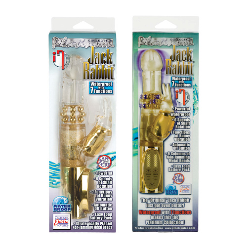 Золотистый вибромассажёр с клиторальным зайчиком California Exotic Novelties Jack Rabbit SE-0611-20-3