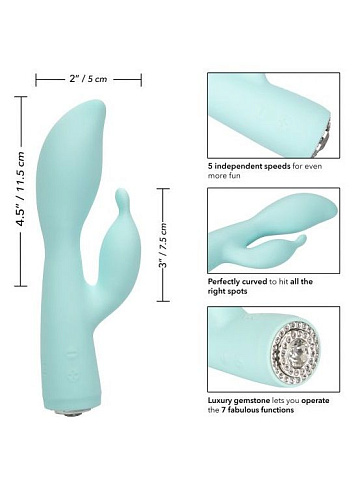 Нежно-голубой вибромассажёр-кролик Jopen Pave Victoria JO-8005-55-3