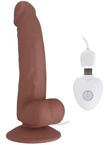 Коричневый вибратор Howells SEDUCER 20 Function Spirited Dick 170309Brown (19 см)