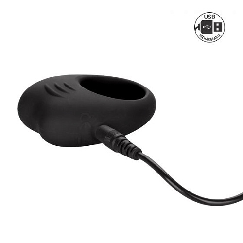 Чёрное перезаряжаемое эрекционное кольцо с вибрацией California Exotic Novelties Silicone Rechargeable Cock Ring SE-6850-03-3