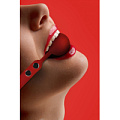 Красный силиконовый кляп-шарик с заклёпками Shots Media BV Silicone Ball Gag OU233RED