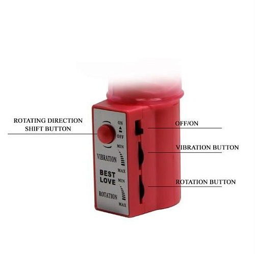 Розовый вибратор-ротатор с клиторальным стимулятором Baile BW-004105SY (24 см)