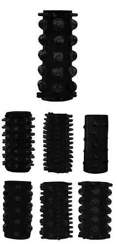 Набор из 7 чёрных насадок на пенис Chisa Get Lock 6610CN00139