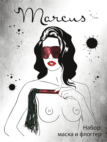 Кружевной набор красного цвета: маска и флоггер ToyFa 716042