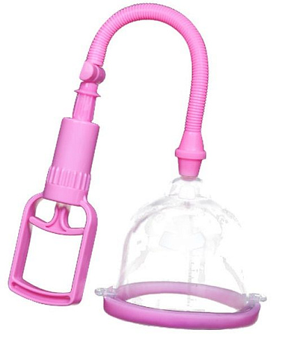 Вакуумная помпа розового цвета для груди с рычажком Baile BI-014091-6