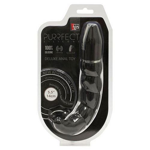 Чёрный анальный стимулятор с вибрацией Dream Toys PURRFECT SILICONE DELUXE 5.5INCH 21291 (14 см)