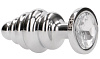 Серебристая анальная пробка с прозрачным кристаллом Shots Media BV Ribbed Diamond Plug RIC013SIL (7,3 см)