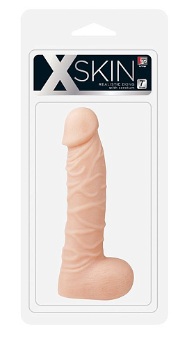 Телесный фаллоимитатор с богатым рельефом поверхности Dream Toys XSKIN 7 PVC DONG 20606 (18 см)