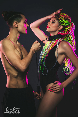 Чёрный ошейник с поводком Lola toys Kinky 1083-01lola