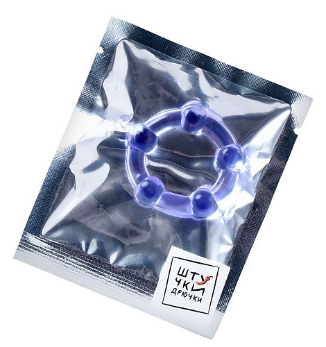 Фиолетовое эрекционное кольцо на пенис с бусинами Штучки-дрючки 690905