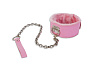 Розовый ошейник с меховой подкладкой и поводком Пикантные штучки DP543